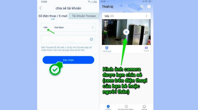 Cách chia sẻ camera Yoosee bằng tài khoản Yoosee