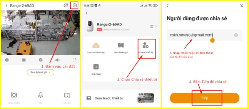 Chọn tính năng chia sẻ thiết bị