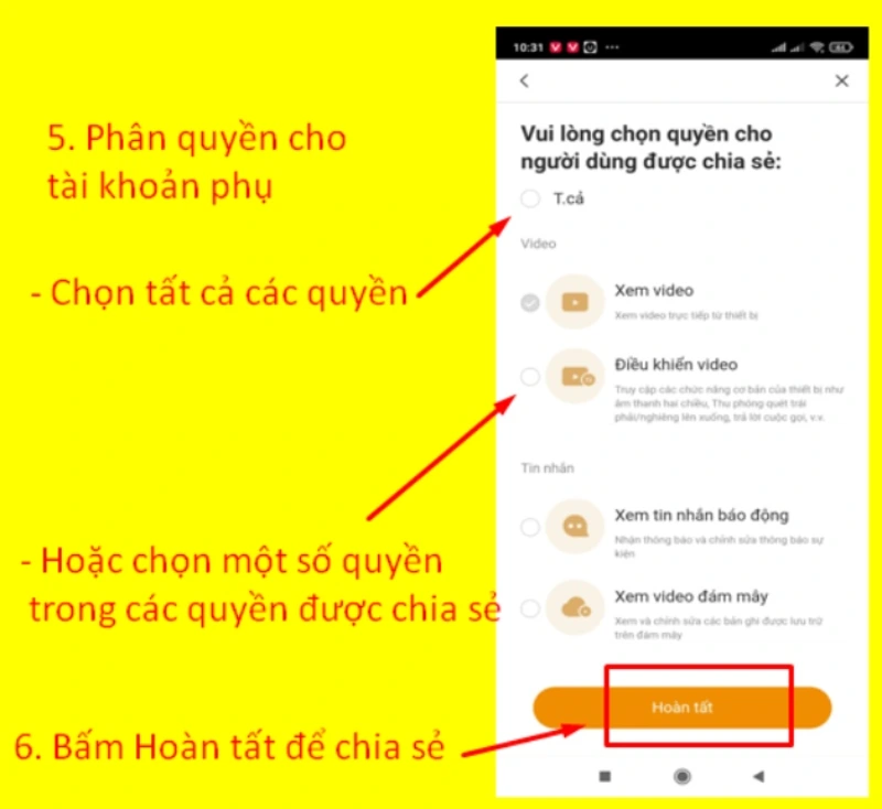 Thiết lập quyền truy cập camera